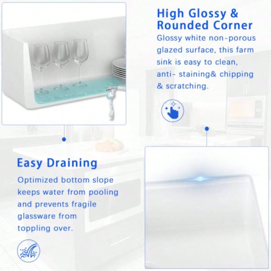 Fireclay 30 L X 20 Workstation Farmhouse Kitchen Sink With Accessories