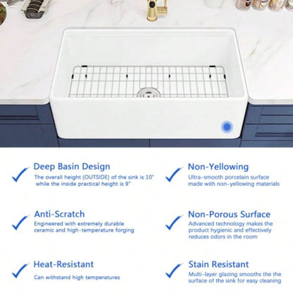 Fireclay 30 L X 20 Workstation Farmhouse Kitchen Sink With Accessories