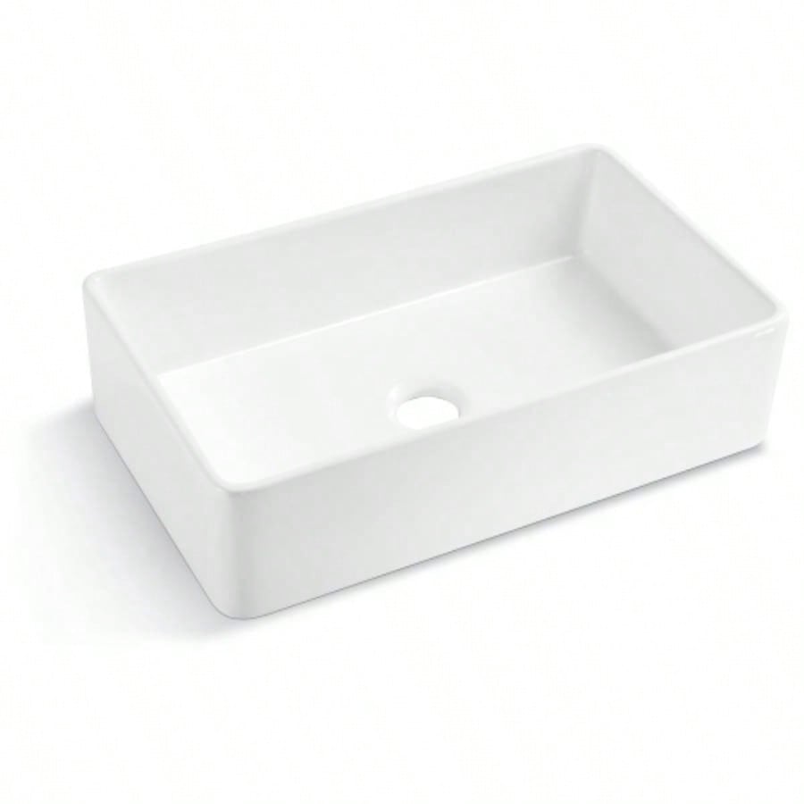 33 L X 20 Single Basin Ceramic Farmhouse Kitchen Sink with Basket Strainer