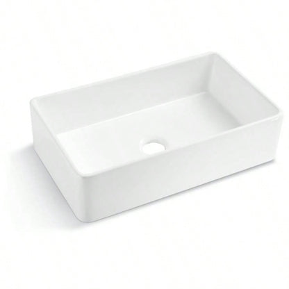 33 L X 20 Single Basin Ceramic Farmhouse Kitchen Sink with Basket Strainer