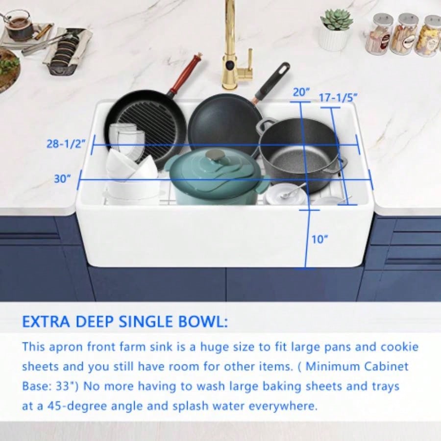 Fireclay 30 L X 20 Workstation Farmhouse Kitchen Sink With Accessories