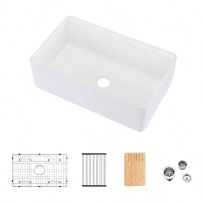 Fireclay 30 L X 20 Workstation Farmhouse Kitchen Sink With Accessories