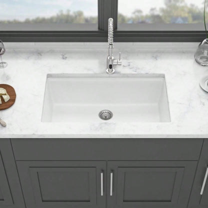 Quartz Kitchen Sink - 30x 19 White granite composite Workstation undermount kitchen sink