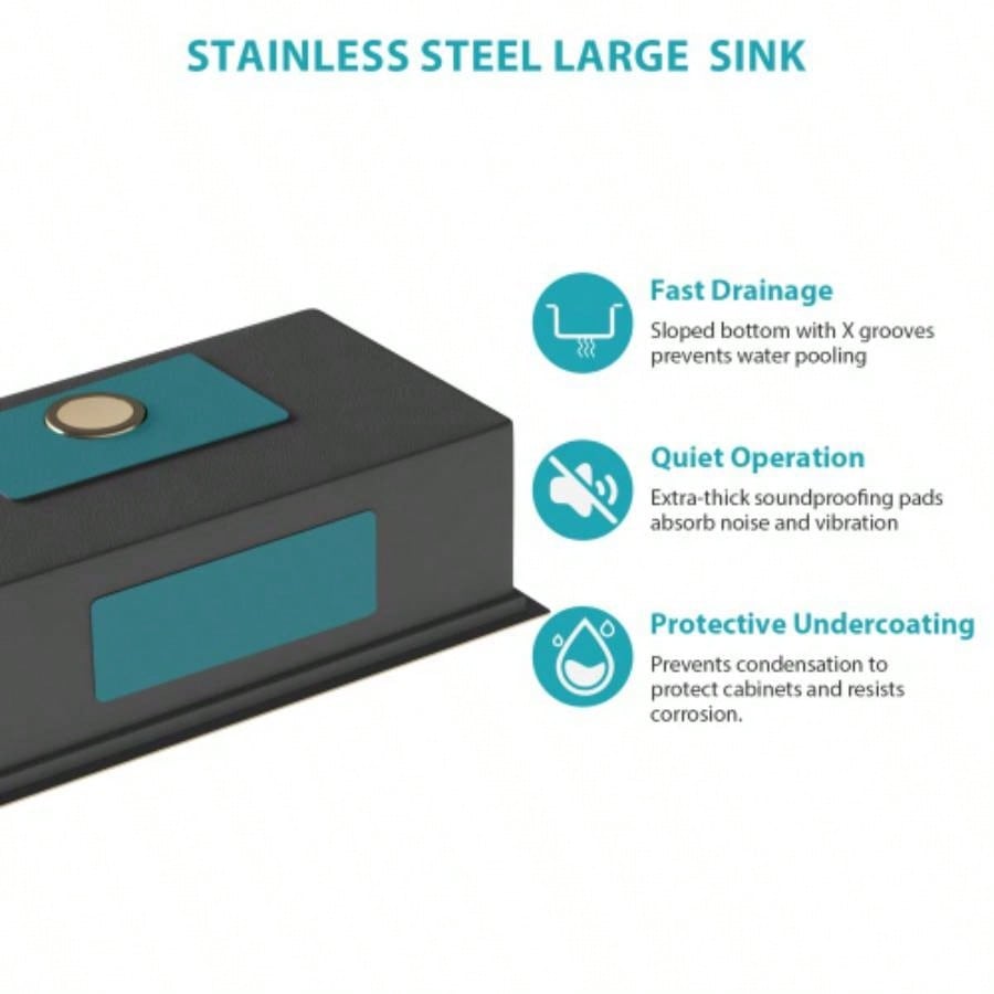 33 Drop in Gold Kitchen Sink - 33*22 inch Kitchen Sink Drop - in Topmount Single Bowl 16 Gauge Stainless Steel Ledge Workstation Kitchen Sinks