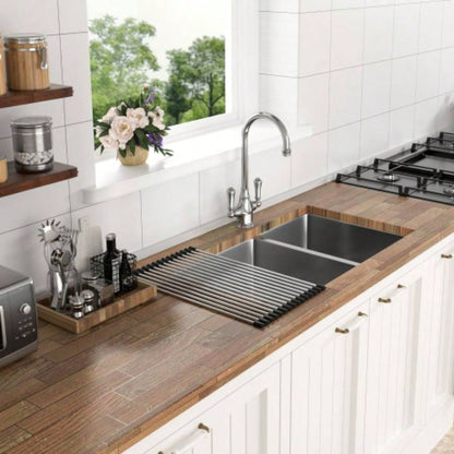 16 Gauge Stainless Steel 33x19 inch Undermount Double Bowl Kitchen Sink 60/40 with 9 Inch Deep Sink