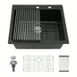 Quartz Kitchen Sink - 25x22 Black granite composite Drop in kitchen sink