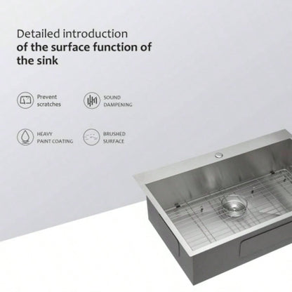 28 Inch Drop In Sink - 28 inch Kitchen Sink Drop in Topmount Single Bowl Sink 16 Gauge Stainless Steel Kitchen Sink Basin