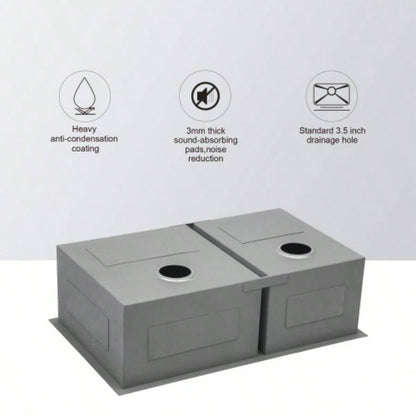 16 Gauge Stainless Steel 33x19 inch Undermount Double Bowl Kitchen Sink 60/40 with 9 Inch Deep Sink