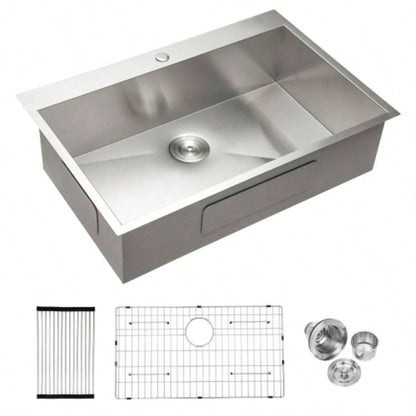 28 Inch Drop In Sink - 28 inch Kitchen Sink Drop in Topmount Single Bowl Sink 16 Gauge Stainless Steel Kitchen Sink Basin