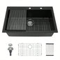 Quartz Kitchen Sink - 33x22 Black granite composite Drop in kitchen sink