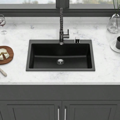 Quartz Kitchen Sink - 33x22 Black granite composite Drop in kitchen sink