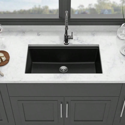 Quartz Kitchen Sink - 30x 19 Black granite composite Workstation undermount kitchen sink