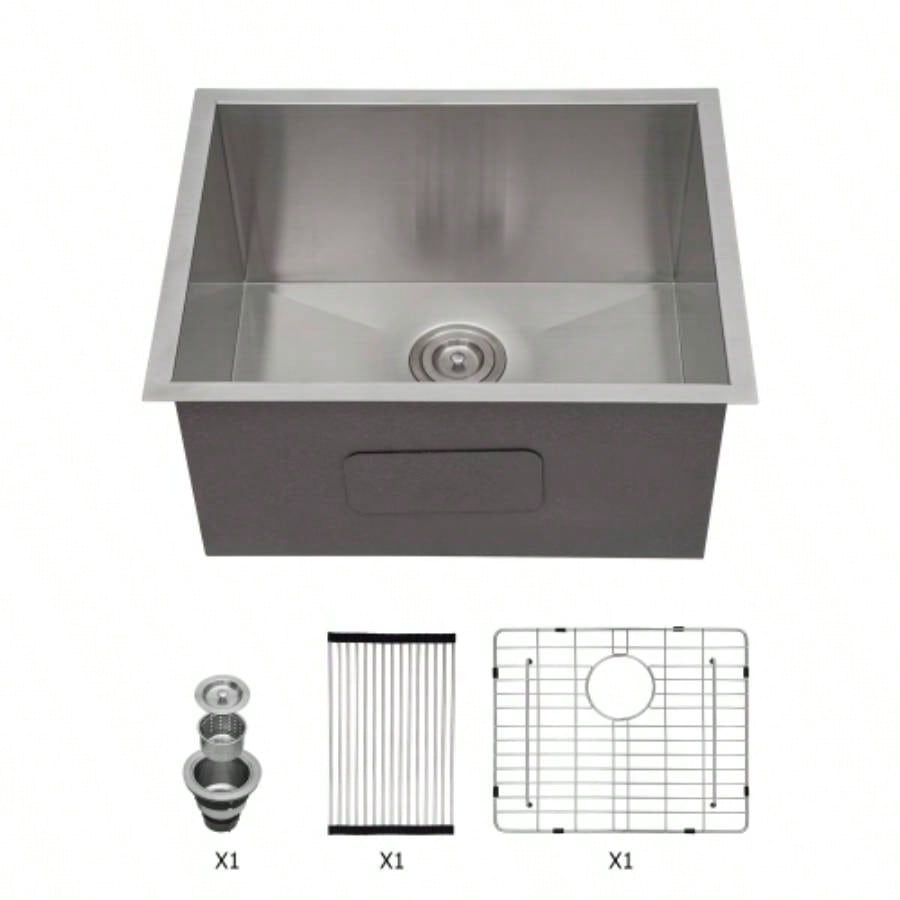 Laundry Sink 23 Inch - 23x18x12 Inch Undermount Laundry Utility Sink Deep Single Bowl 16 Gauge Stainless Steel Laundry Tub Sinks