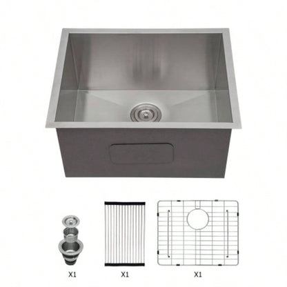 Laundry Sink 23 Inch - 23x18x12 Inch Undermount Laundry Utility Sink Deep Single Bowl 16 Gauge Stainless Steel Laundry Tub Sinks