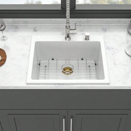 Quartz Kitchen Sink - 25x22 White granite composite Drop - in kitchen sink