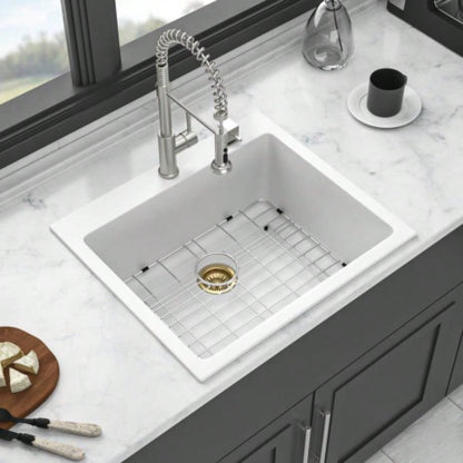 Quartz Kitchen Sink - 25x22 White granite composite Drop - in kitchen sink