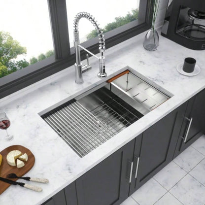 Undermount Workstation Kitchen Sink - 30x18x 10 Inch Stainless Steel 16 Gauge Deep Single Bowl Sink