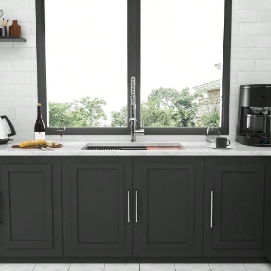 Undermount Workstation Kitchen Sink - 30x18x 10 Inch Stainless Steel 16 Gauge Deep Single Bowl Sink