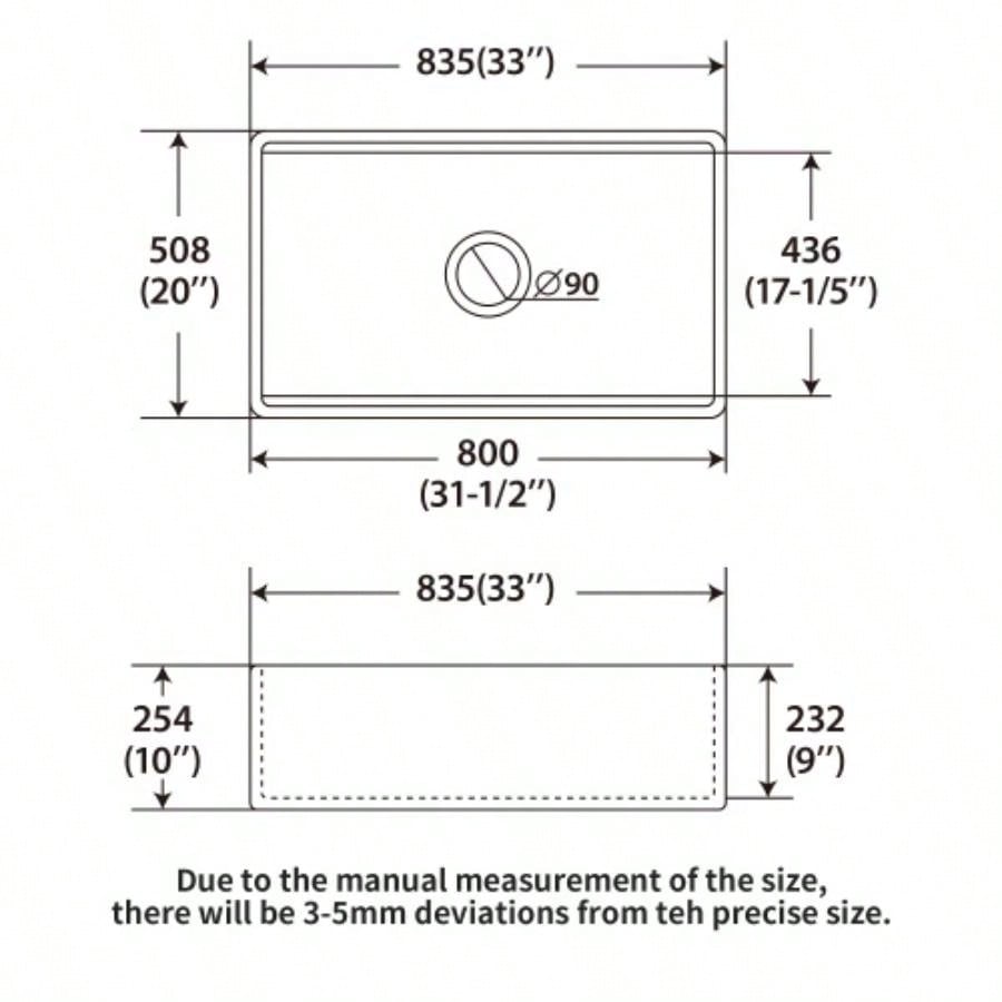 33x20 inch White Farmhouse Sink Workstation - Ceramic Single Bowl Farm Kitchen Sink