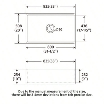 33x20 inch White Farmhouse Sink Workstation - Ceramic Single Bowl Farm Kitchen Sink