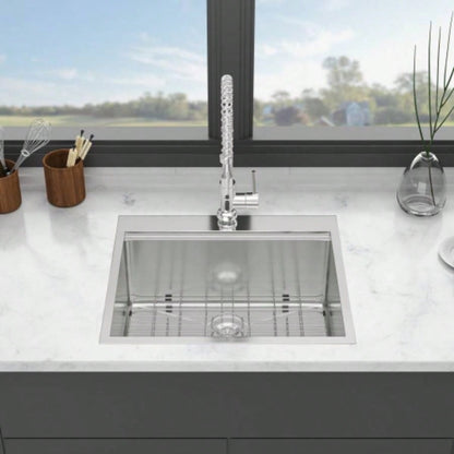 25 Inch Drop Kitchen Sink - 25x 22 Kitchen Sink Stainless Steel 16 Gauge Workstation Sink Drop - in Topmount Single Bowl Kitchen Sink