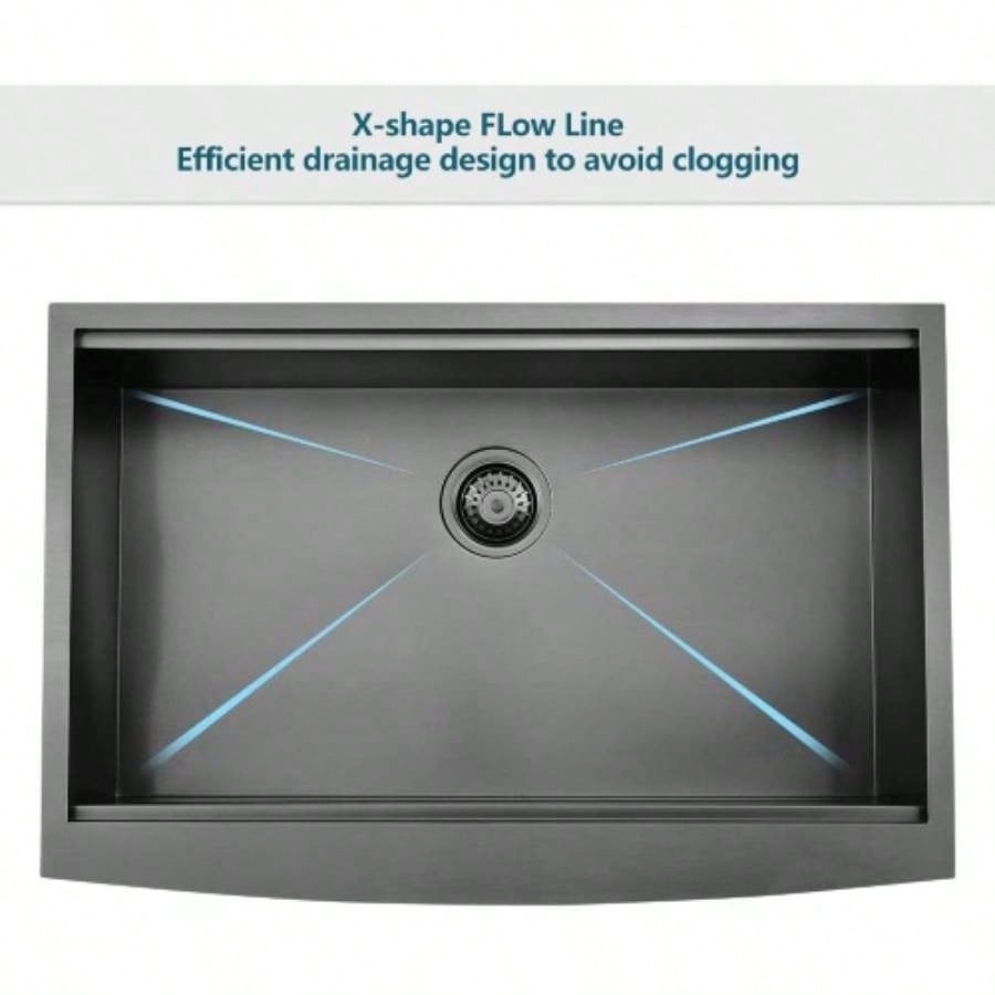 33 L X 22 Farmhouse Kitchen Sink Matte Black Stainless Steel 33 in. Single Bowl Farmhouse Apron Workstation Kitchen Sink with Accessory Kit