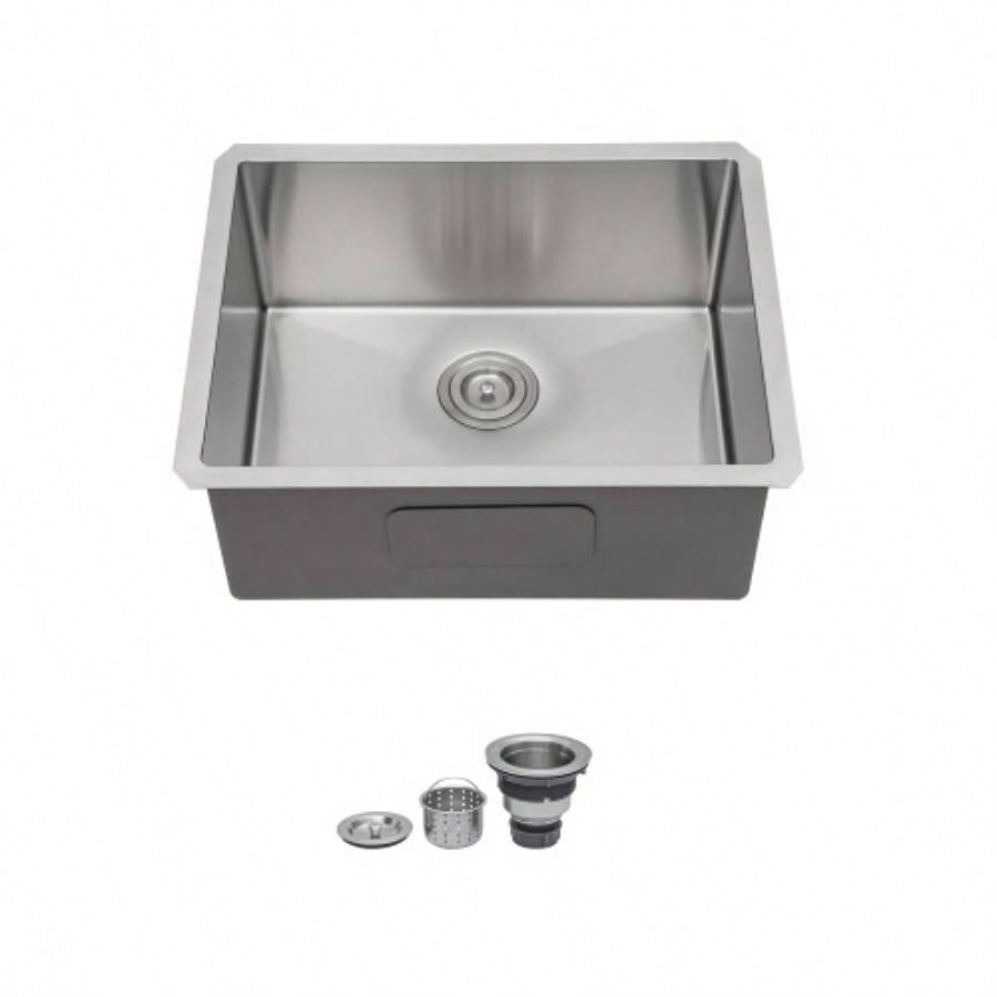 23 Inch Undermount Sink - 23x 18x 9 Undermount Stainless Steel Kitchen Sink 16 Gauge 9 Inch Deep Single Bowl Kitchen Sink Basin, Includes Drain Assembly No Additional Accessories