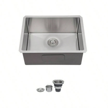 23 Inch Undermount Sink - 23x 18x 9 Undermount Stainless Steel Kitchen Sink 16 Gauge 9 Inch Deep Single Bowl Kitchen Sink Basin, Includes Drain Assembly No Additional Accessories