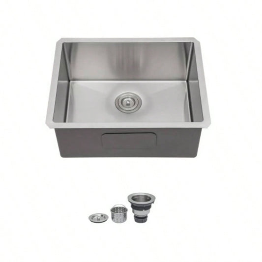 23 Inch Undermount Sink - 23x 18x 9 Undermount Stainless Steel Kitchen Sink 16 Gauge 9 Inch Deep Single Bowl Kitchen Sink Basin, Includes Drain Assembly No Additional Accessories
