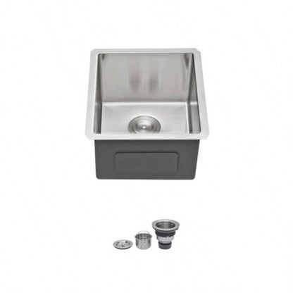 15 Inch Undermount Sink - 15x 17x 9 Undermount Stainless Steel Kitchen Sink 16 Gauge 9 Inch Deep Single Bowl Kitchen Sink Basin, Includes Drain Assembly No Additional Accessories