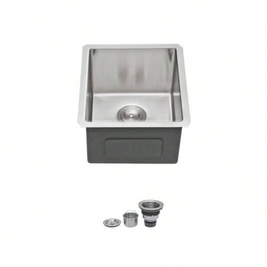 15 Inch Undermount Sink - 15x 17x 9 Undermount Stainless Steel Kitchen Sink 16 Gauge 9 Inch Deep Single Bowl Kitchen Sink Basin, Includes Drain Assembly No Additional Accessories