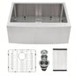 27 Inch Farmhouse Kitchen Sink - 27x21x10 Stainless Steel Apron Front Farmhouse Sink 10 Inch Deep 16 Gauge Single Bowl Kitchen Sink Basin