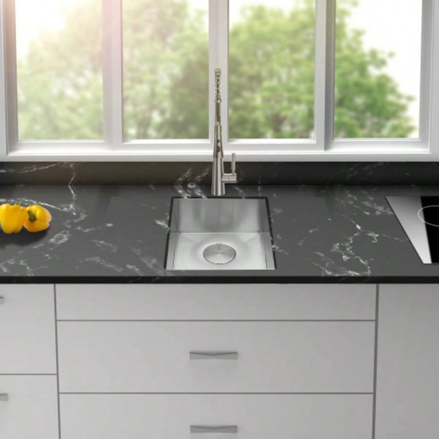 15 Inch Undermount Sink - 15x 17x 9 Undermount Stainless Steel Kitchen Sink 16 Gauge 9 Inch Deep Single Bowl Kitchen Sink Basin, Includes Drain Assembly No Additional Accessories