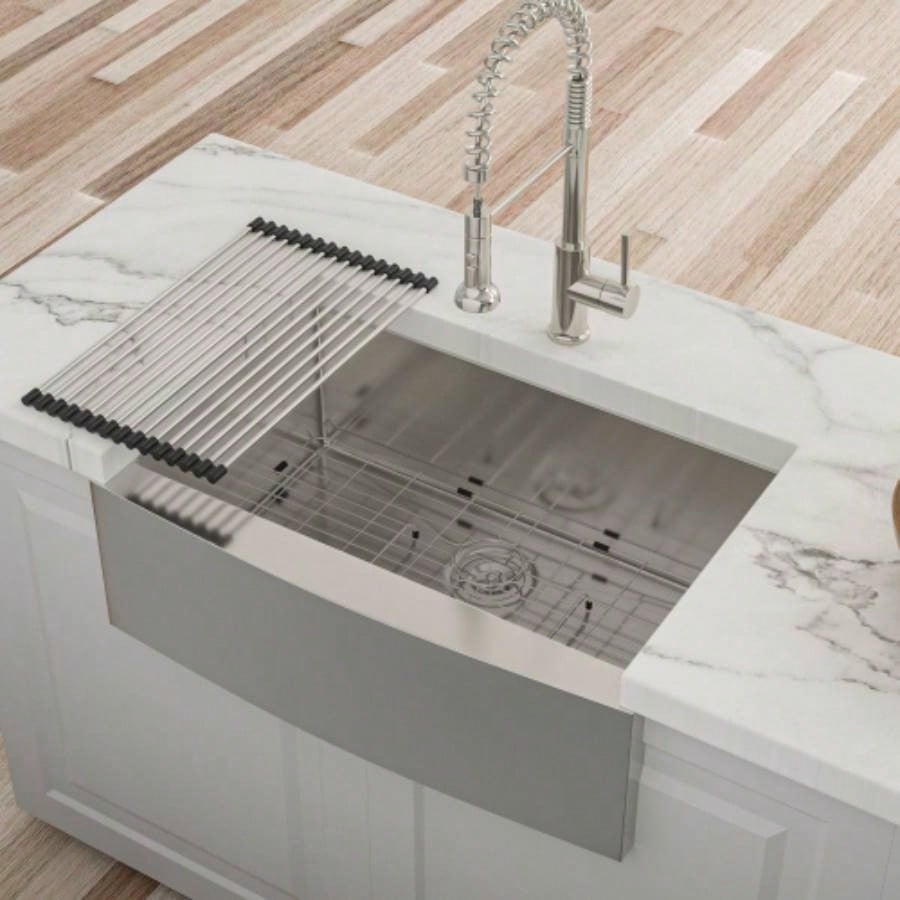 27 Inch Farmhouse Kitchen Sink - 27x21x10 Stainless Steel Apron Front Farmhouse Sink 10 Inch Deep 16 Gauge Single Bowl Kitchen Sink Basin