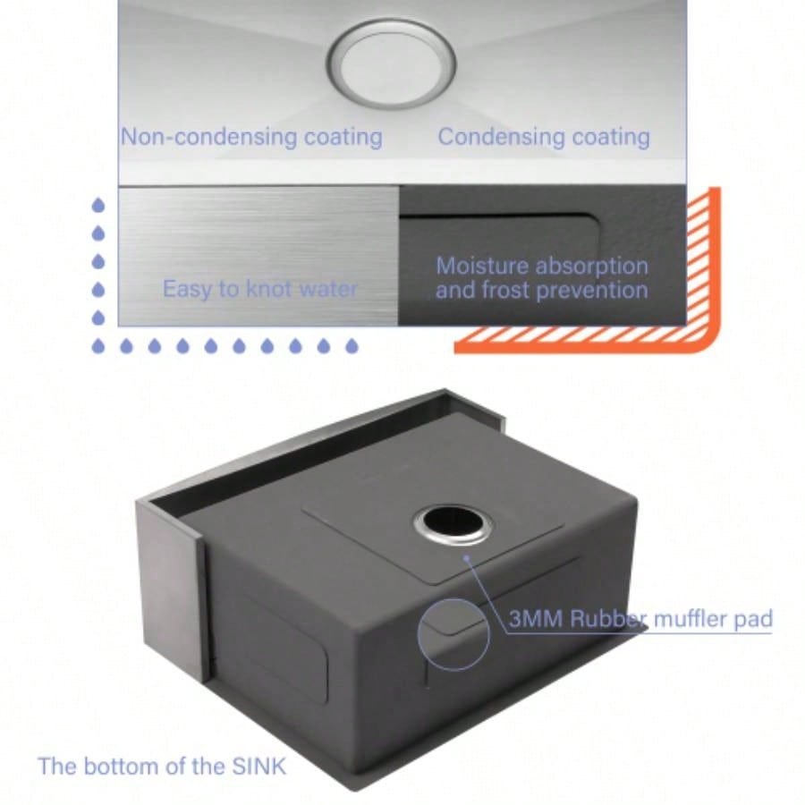 24 Inch Farmhouse Kitchen Sink - 24x21x10 Stainless Steel Apron Front Farmhouse Sink 10 Inch Deep 16 Gauge Single Bowl Kitchen Sink Basin