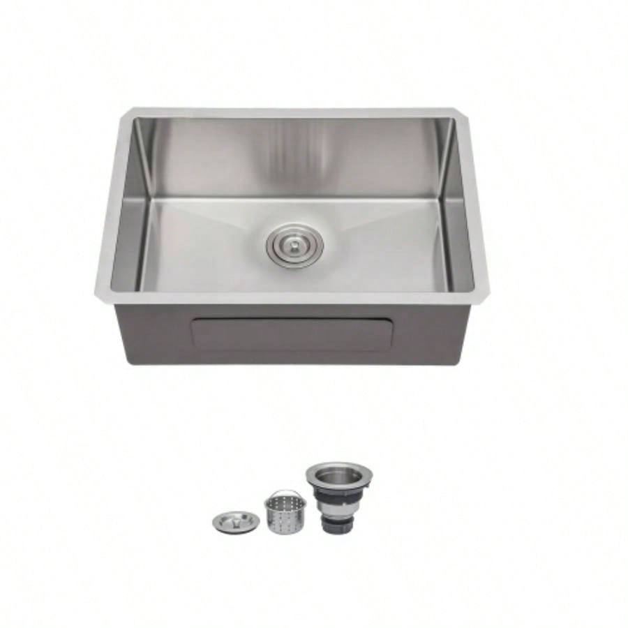 28 Inch Undermount Sink - 28x 18x 9 Undermount Stainless Steel Kitchen Sink 16 Gauge 9 Inch Deep Single Bowl Kitchen Sink Basin, Includes Drain Assembly No Additional Accessories
