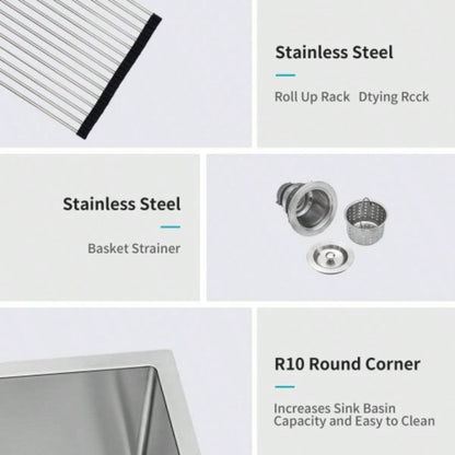 33 Brushed Nickel Farmhouse Sink - 33 Inch Kitchen Sink Stainless Steel 16 gauge Apron Front Kitchen Sink