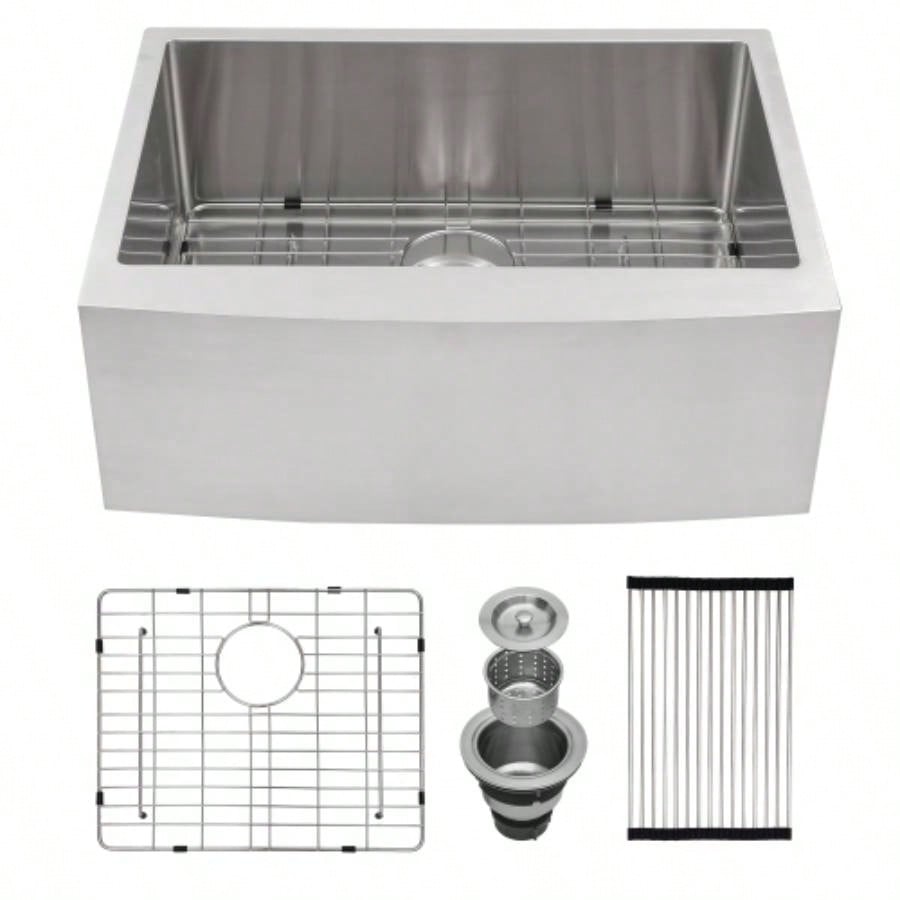 27 Inch Farmhouse Kitchen Sink - 27x21x10 Stainless Steel Apron Front Farmhouse Sink 10 Inch Deep 16 Gauge Single Bowl Kitchen Sink Basin