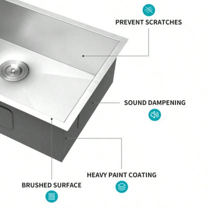 26 Inch Undermount Sink - 26x 18x 9 Undermount Stainless Steel Kitchen Sink 16 Gauge 9 Inch Deep Single Bowl Kitchen Sink Basin, Includes Drain Assembly No Additional Accessories