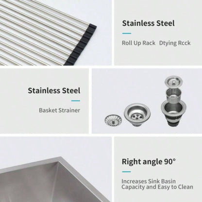 33x19x10 Undermount Double Bowl60/40 Kitchen Sink - 16 Gauge with Two 10 Deep Basin