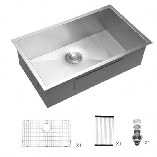 32 Inch Undermount Sink - 32x19x9 Undermount Stainless Steel Kitchen Sink 16 Gauge 9 Inch Deep Single Bowl Kitchen Sink Basin