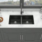Quartz Kitchen Sink - 33x 19 Black granite composite undermount kitchen sink Double Bowl50/50