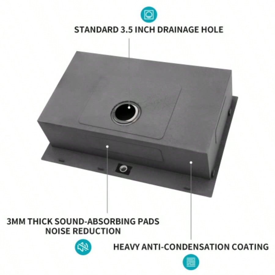 30 Drop In Kitchen Sink - Topmount Gunmetal Black Stainless Steel 16 Gauge Singe Bowl Kitchen Sink Basin