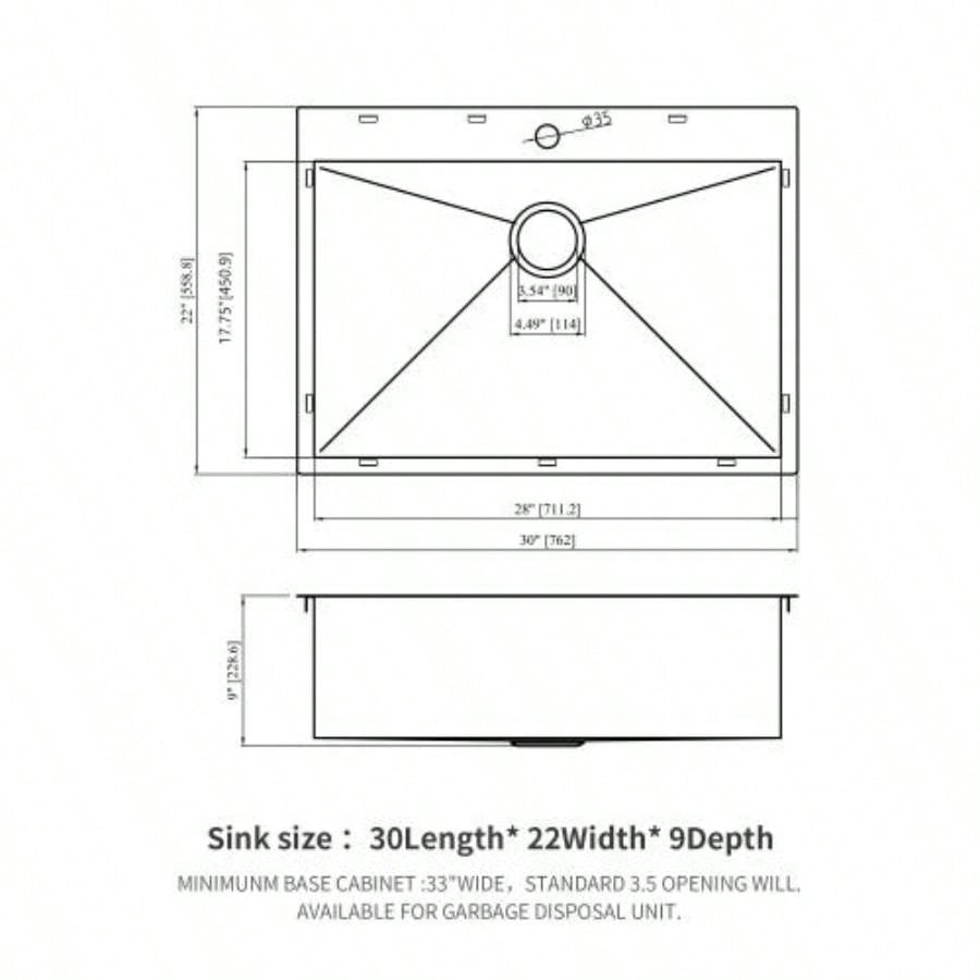 30 Drop In Kitchen Sink - Topmount Gunmetal Black Stainless Steel 16 Gauge Singe Bowl Kitchen Sink Basin