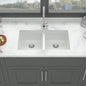 Quartz Kitchen Sink - 33x 19 White granite composite undermount kitchen sink Double Bowl50/50