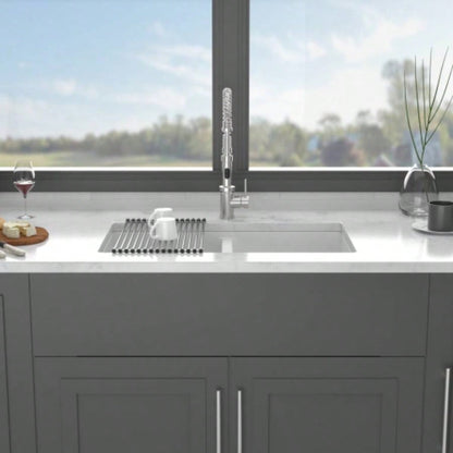 Quartz Kitchen Sink - 33x 19 White granite composite undermount kitchen sink Double Bowl50/50