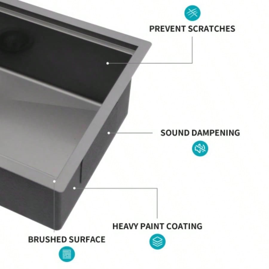 Gunmetal Black Workstation Kitchen Sink - 28x 18x 10 Single Bowl Workstation Undermount Kitchen Sink 16 Gauge Stainless Steel