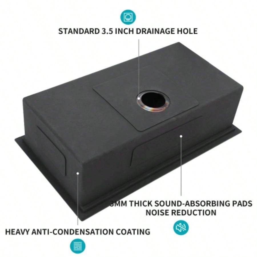 Gunmetal Black Workstation Kitchen Sink - 28x 18x 10 Single Bowl Workstation Undermount Kitchen Sink 16 Gauge Stainless Steel