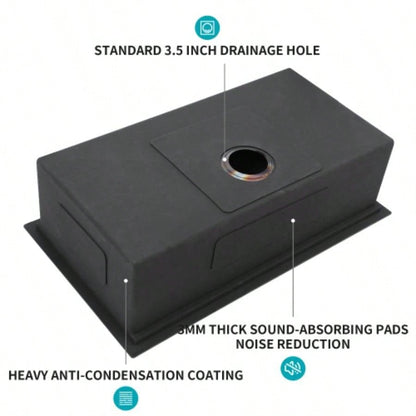 Gunmetal Black Workstation Kitchen Sink - 28x 18x 10 Single Bowl Workstation Undermount Kitchen Sink 16 Gauge Stainless Steel