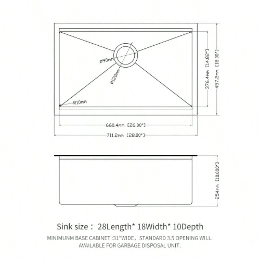 Gunmetal Black Workstation Kitchen Sink - 28x 18x 10 Single Bowl Workstation Undermount Kitchen Sink 16 Gauge Stainless Steel